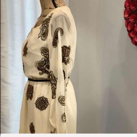 Tahari white beaded long sleeve dress size XS - Picture 6 of 8